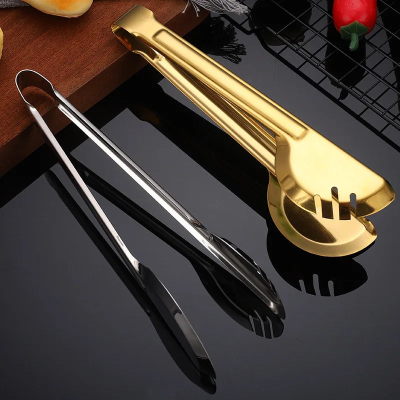 Axyaa Stainless Steel Non-Stick Food Tongs BBQ Clips for Home Cooking
