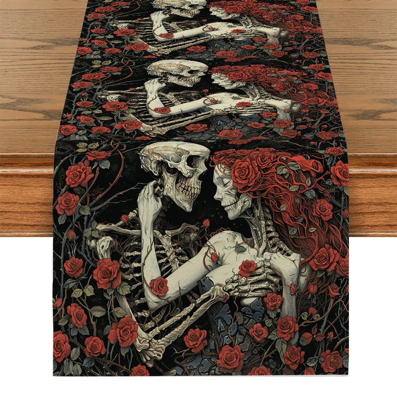 Axyaa Halloween Skull Table Runner: Kitchen Holiday Party Decor & Dining Table Cloth