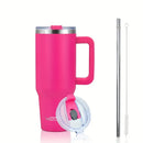 Axyaa 40oz Stainless Vacuum Insulated Coffee Cup with Handle and Straw