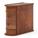 Axyaa Solid Wood Round End Table with Drawer, Narrow Nightstand & Side Table