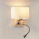 Axyaa Wood Iron LED Wall Lamp with Linen Lampshade for Bedroom and Aisle Lighting