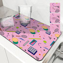 Axyaa Kitchen Dish Drying Mat Tennis Soccer Theme Absorbent Antiskid Quick Dry Drain Pad