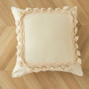 Axyaa Beige Geometric Tassel Cushion Cover 45X45 - Boho Chic Decor Pillowcase