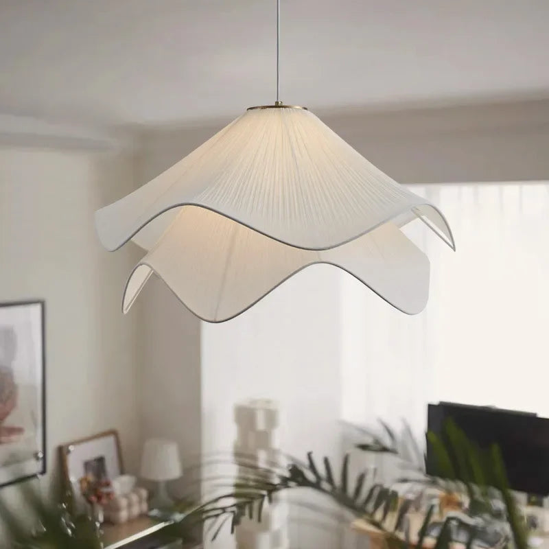 Axya Nordic Cream Fabric Chandelier: Creative Living Room Bedroom Pendant Light Fixture