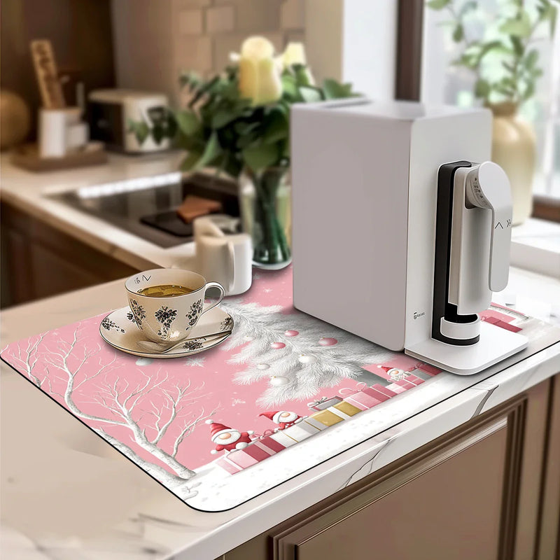 Axyaa Christmas Gift Box Kitchen Bathroom Drying Mat Anti-slip Absorbent Draining Pad