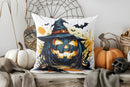 Axyaa Halloween Witch Hat & Pumpkin Pillow Cover for Sofa, Bedroom, Car