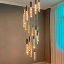 Axyaa Golden Crystal Stairs Chandelier Luxe Lighting