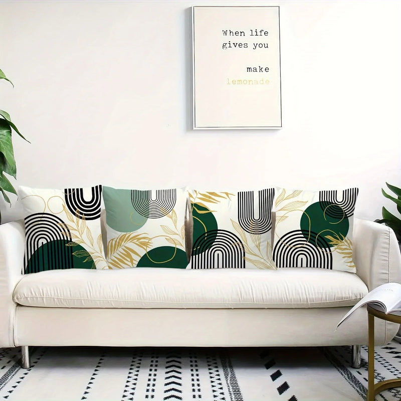Axyaa Geometric Leaf Pattern Pillowcase for Living Room Sofa and Bedroom Décor
