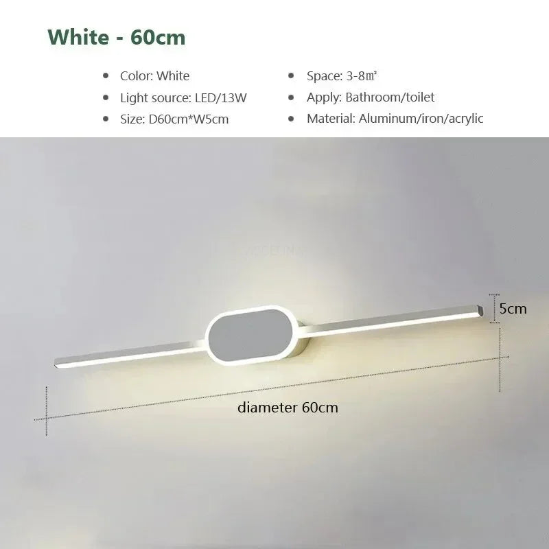 Axyaa 40/60/80CM LED Bathroom Mirror Wall Sconces, Living Room Indoor Fixture
