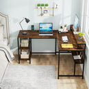 Axyaa 59" L-Shaped Desk with Monitor Stand & Storage Shelves, Rustic Brown