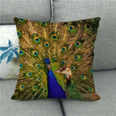 Peacock Linen Pillowcase by Axyaa: Vintage Animal Design for Sofa, Bed or Chair