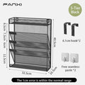 Axyaa 5 Tier Mesh Wall File Organizer with Bottom Tray - Vertical Hanging Folder Holder