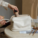 Axyaa Makeup Bag: PU Leather, Large Capacity, Double Zipper, Travel Toiletries Storage