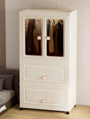 Axyaa Multi-Tier Storage Cabinet, Heavy-Duty Organizer with Rollers, Single/Double Door Design