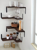 Axyaa Rustic Wooden Corner Shelf for Boho Home Decor and Display