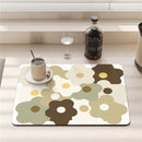 Axyaa Cartoon Flowers Silicone Coasters - Absorbent Kitchen Drying Mat