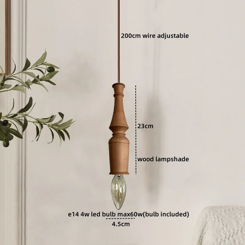 Axyaa Japanese Style LED Pendant Lights: Wooden Hanging Lamp for Home, Bedroom, Living Room, Restaurant