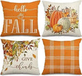 Axyaa Buffalo Check Print Linen Pillow Cover 45x45 for Fall Thanksgiving Decor