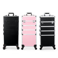 Axyaa Makeup Train Case: Large Capacity, 4-in-1 Professional Trolley with Swivel Wheels