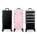 Axyaa Makeup Train Case: Large Capacity, 4-in-1 Professional Trolley with Swivel Wheels