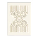 Axyaa Beige Rainbow Geometric Line Abstract Boho Canvas Wall Art Painting