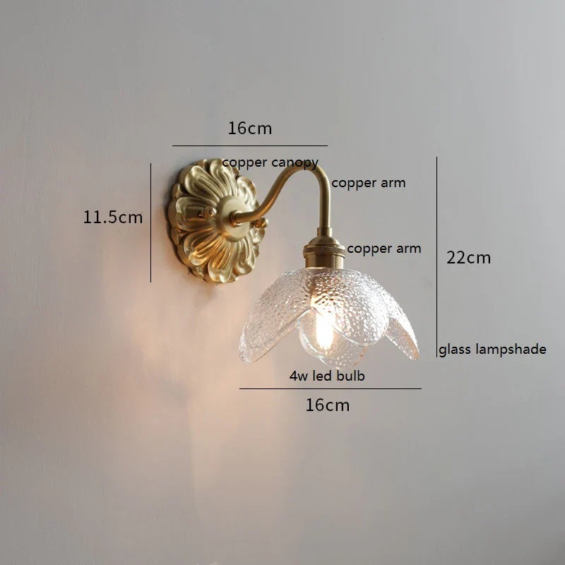 Axyaa Clear Glass LED Wall Sconce, Up Down Bedroom Mirror Light
