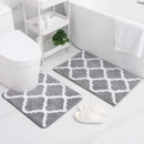 Axyaa Soft Shaggy Bathroom Mat Set - 2 Pcs Non-Slip Plush Toilet Rug