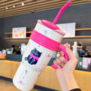 Axyaa Cute Thermos Water Bottle Insulated Stainless Steel Tumbler with Straw