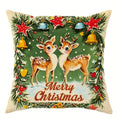 Axyaa Christmas Pillowcase: Santa Claus Fawn Pattern, Home Room Sofa Cushion Cover