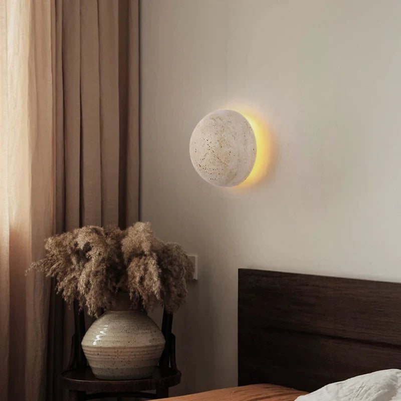 Axyaa Round Stone LED Wall Lamp for Dimmable Atmosphere Lighting in Various Spaces