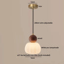 Axyaa Nordic LED Pendant Chandelier with Wood Lampshade for Bedroom and Dining Room