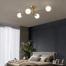 Axya Copper LED Glass Ball Ceiling Chandelier for Modern Living Room, Dining Room & Bedroom