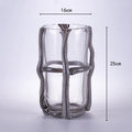 Axyaa Glass Vase Stripe Cross Binding Flower Arrangement Terrarium Decor