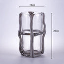 Axyaa Glass Vase Stripe Cross Binding Flower Arrangement Terrarium Decor