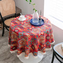 Axya Red Jacquard Christmas Round Table Cloth