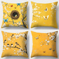 Axyaa Pear Flower and Sparrow Sofa Pillowcase Set, 17.7" * 17.7", Home Decoration