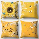Axyaa Pear Flower and Sparrow Sofa Pillowcase Set, 17.7" * 17.7", Home Decoration