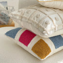 Axyaa Beige Colorful Tufted Cushion Cover for Living Room Bedroom Sofa