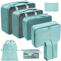 Axyaa 8-Piece Solid Color Travel Packing Cubes Set for Organizing Clothes and Toiletries
