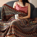 Axyaa Striped Knit Bed Blanket Sofa Cover Large Size Bedspread