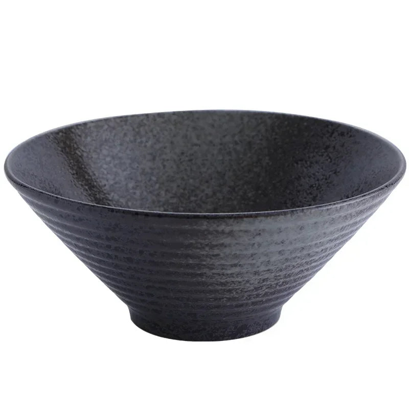 Axya Bamboo Hat Ceramic Bowl Set - Large Household Ramen Soup Noodle Rice Bowl