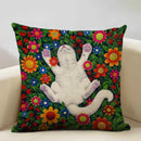 Axyaa Cat and Dog Pattern Cushion Cover 45x45cm Linen Square Pillowcase