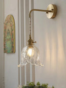 Axyaa Vintage Brass Wall Sconce with Handcrafted Glass Lampshade