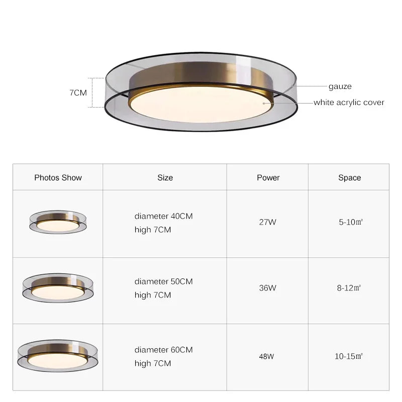 Axyaa Nordic Modern LED Round Ceiling Lamp Surface Chandelier