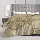 Axyaa Middle Earth Map Fleece Blanket - Lightweight, Soft, All-Season Home Decor