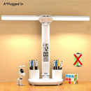 Axyaa LED Desk Lamp with Fan, Clock Display, Rechargeable Study Table Light