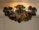 Axyaa Lunaria Brass Leaf Chandelier: Modern Ceramic Pendant Light