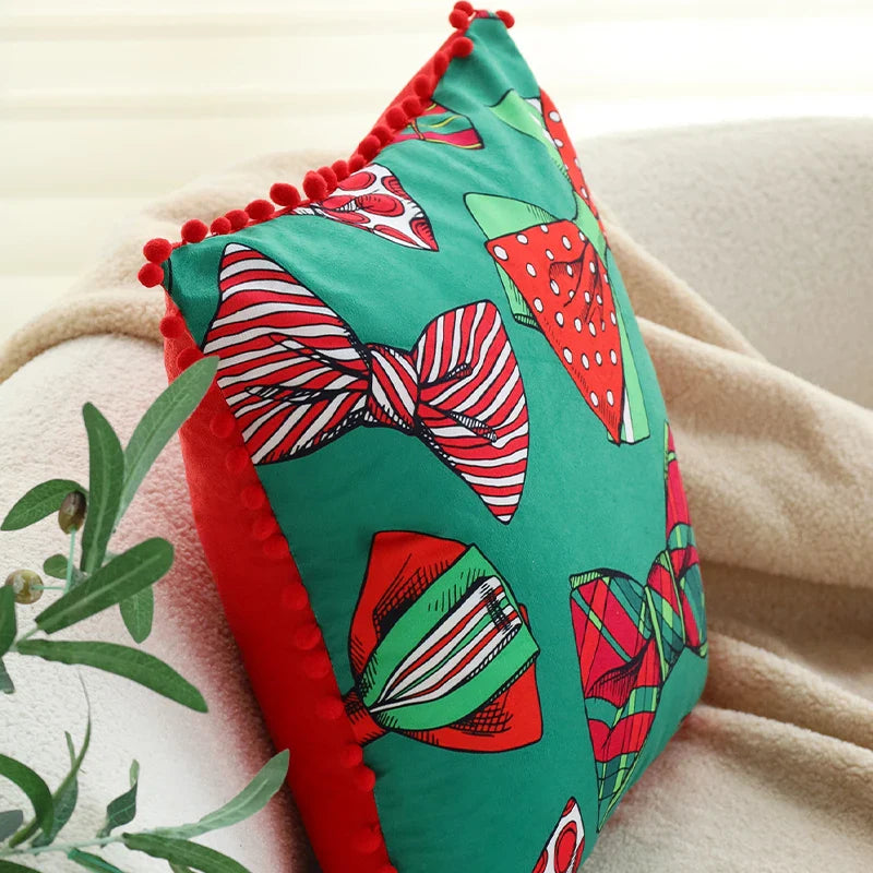 Axyaa Red Bow Romantic Cushion Cover 45x45cm for Living Room Sofa