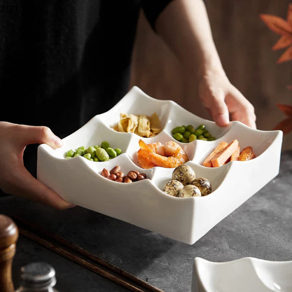 Axya Square Ceramic Plate Set for Pasta Steak Sushi Dessert Snacks