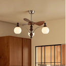 Axyaa Mid-Century Ceiling Fan with Wooden Glass Chandelier & Remote Control